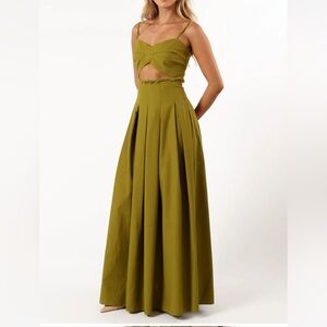 Skye moss green maxi cutout dress petal & pup